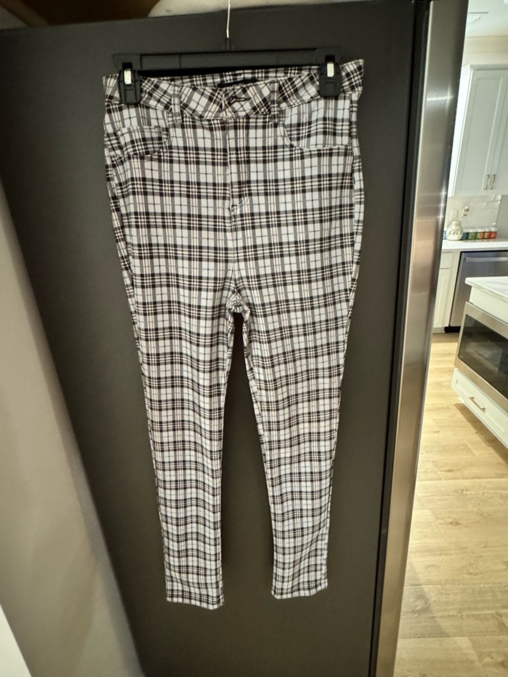 Plaid Ankle Pants - Black & White - Picture 3 of 5